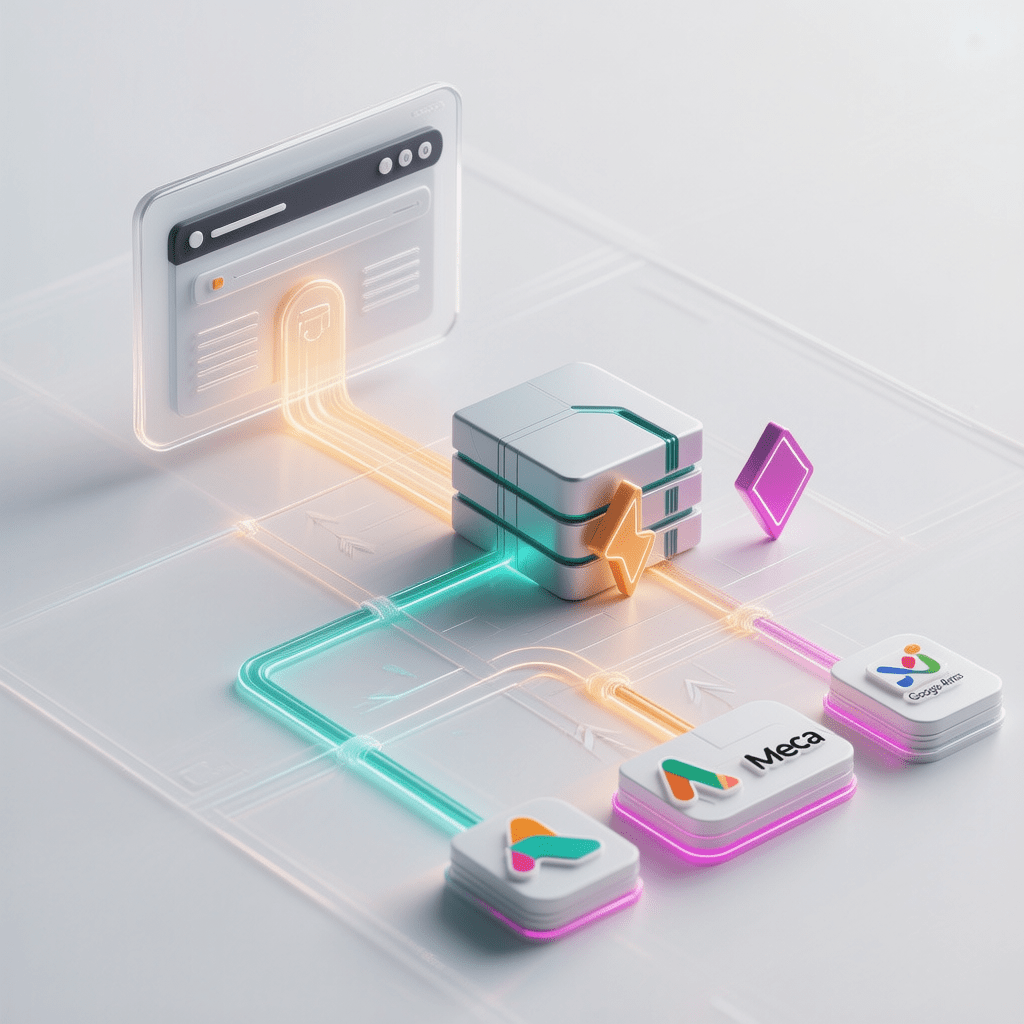 Server-side tagging gtm architecture routing analytics and ad events through a secure tagging server