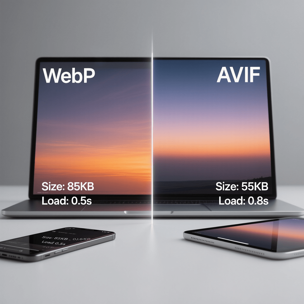 Modern image formats comparison WebP vs AVIF across quality and speed