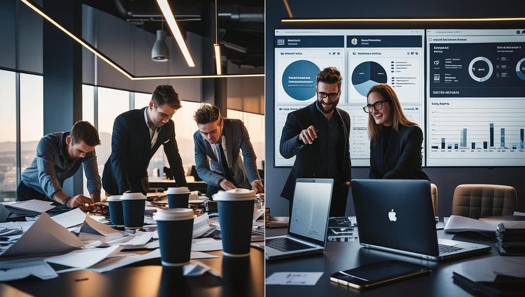 Two digital marketing teams showing contrasting results—one struggling, the other succeeding.