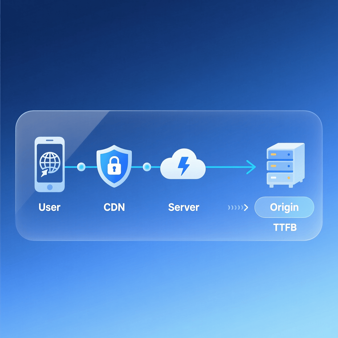 Reduce TTFB guide visual showing server to user path
