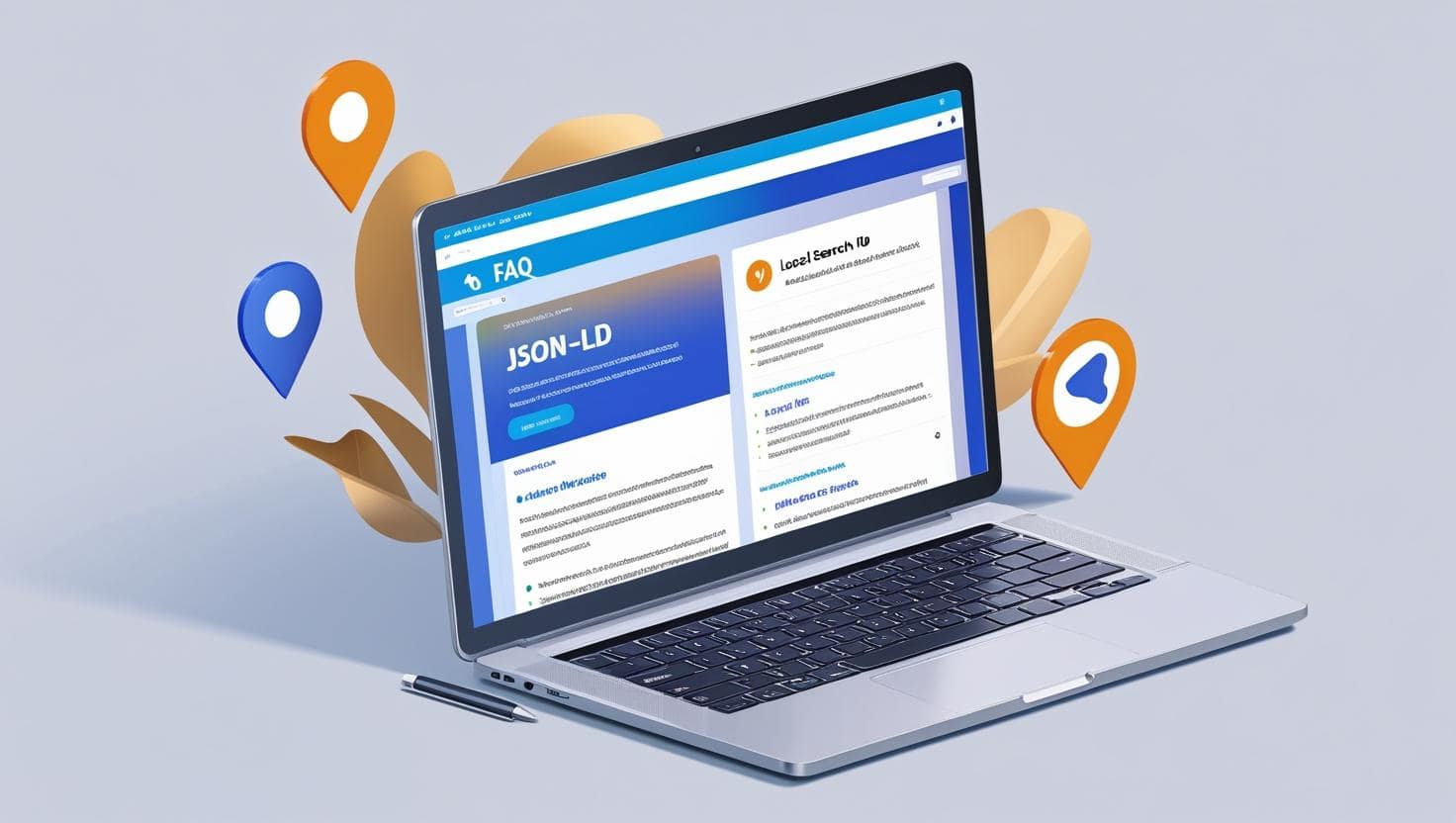 FAQ schema for local SEO displayed on a laptop screen