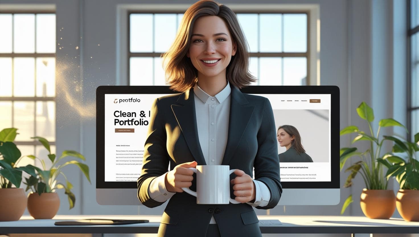 Creative professional showcasing her free portfolio website