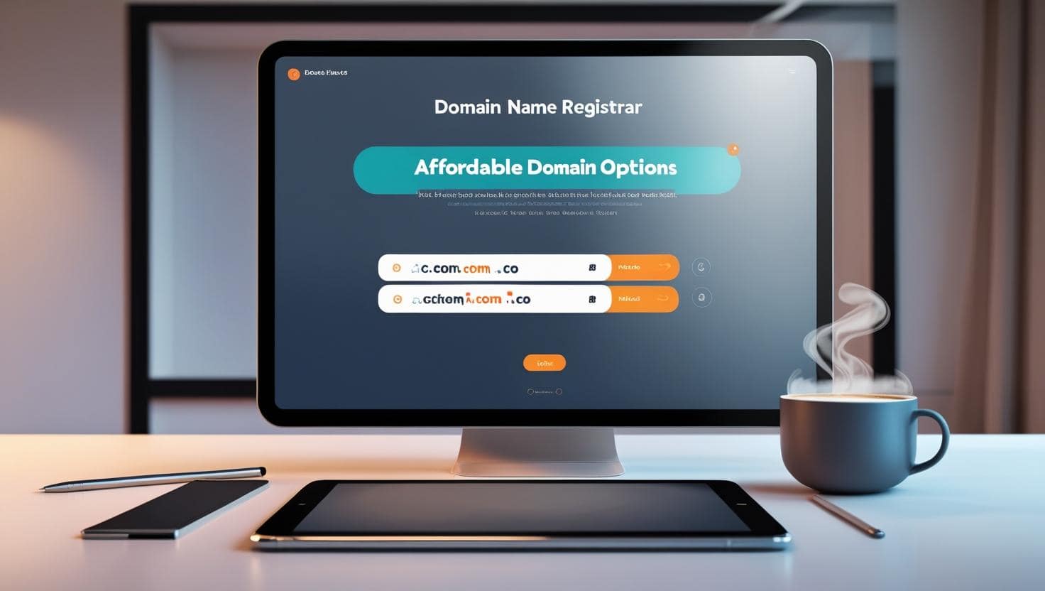 Domain name selection screen for a cheap personal website