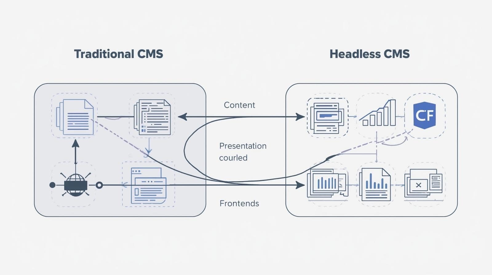 Diagram of Headless CMS vs. Traditional CMS architecture