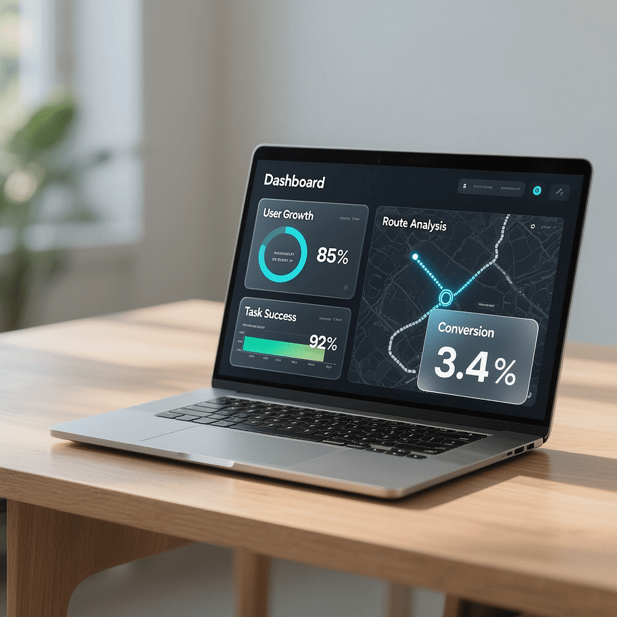 Custom Metric Dashboard Product analytics dashboard visualizing custom metrics for core web vitals and conversion lift