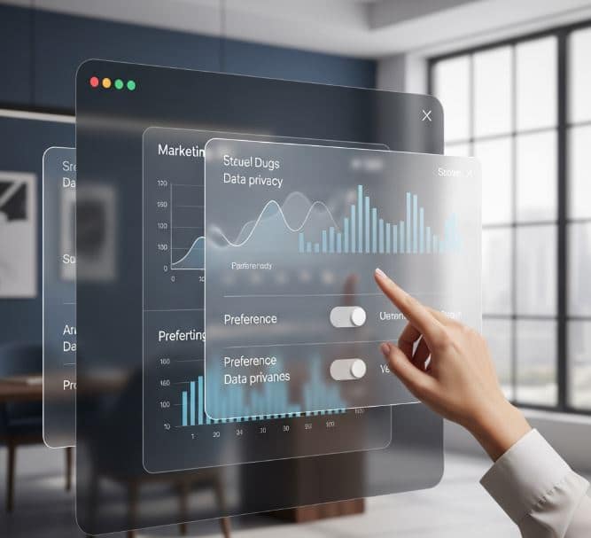 Data privacy options on a marketing dashboard.