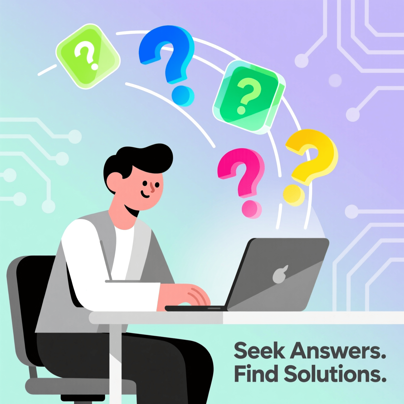 An illustration for the Frequently Asked Questions section about SEO and website design.