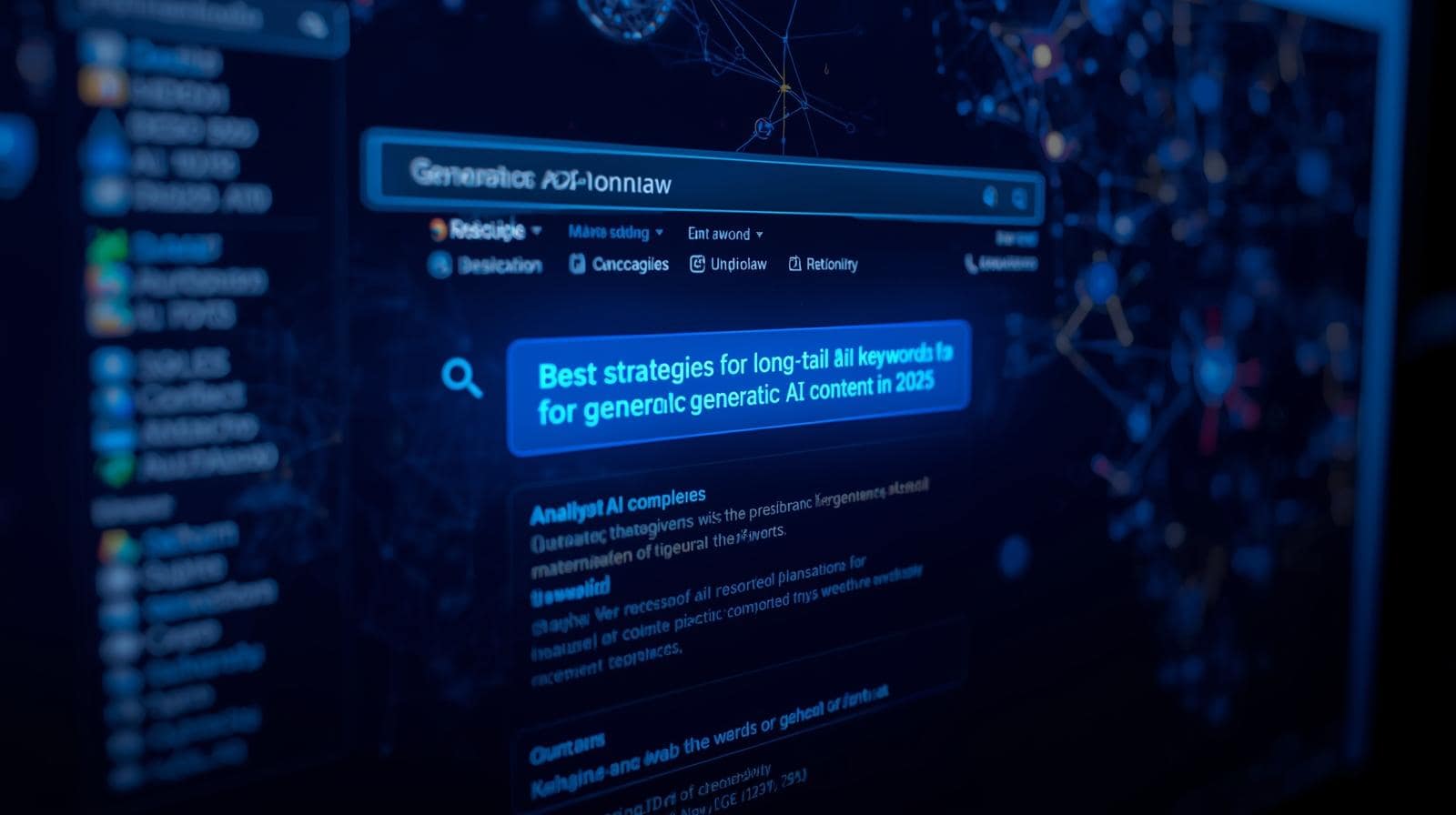 Feature Image: AI Search with Long-Tail Keywords Generative AI search interface showing long-tail keyword query for generative AI content