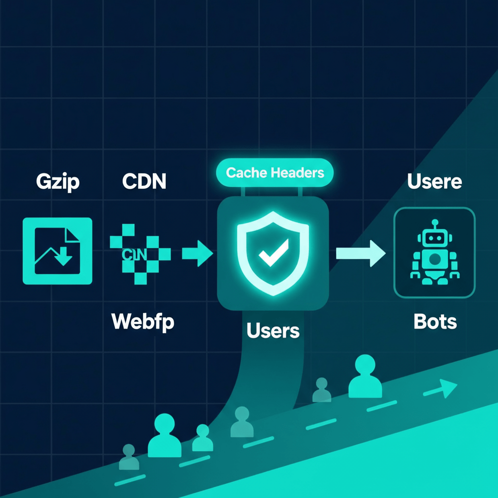 Caching and Compression for SEO Caching and image compression workflow illustration for faster SEO crawling