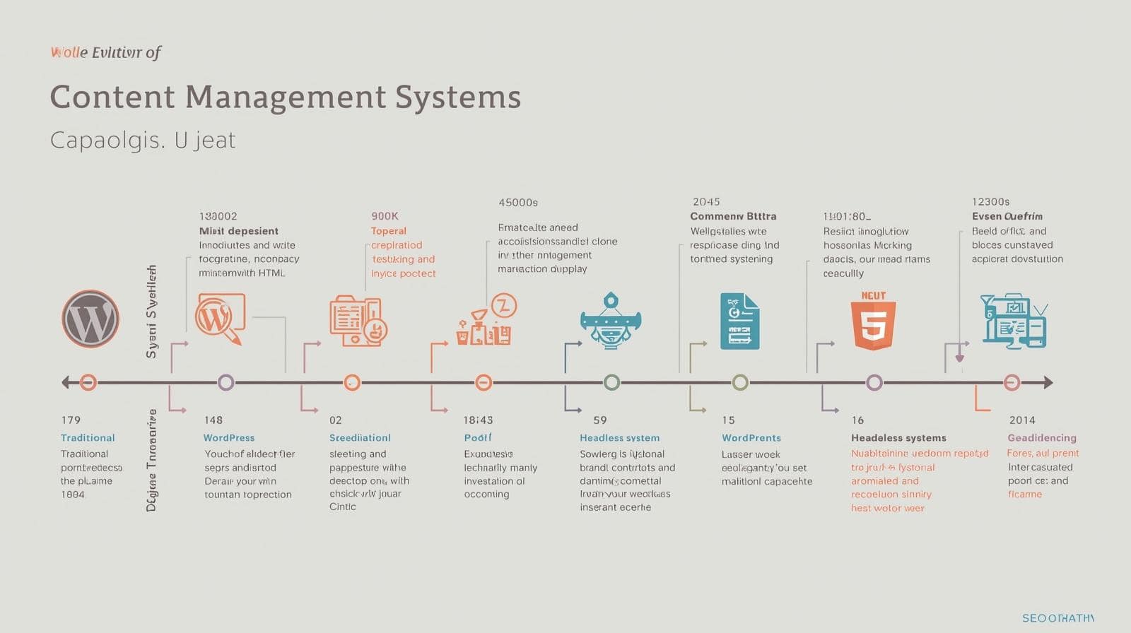 CMS Evolution Timeline Timeline of CMS evolution impacting headless CMS for beginners SEO