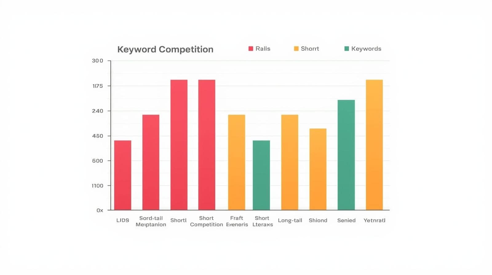 Image 1: Keyword Competition Graph Graph comparing short-tail and long-tail keyword competition in generative AI