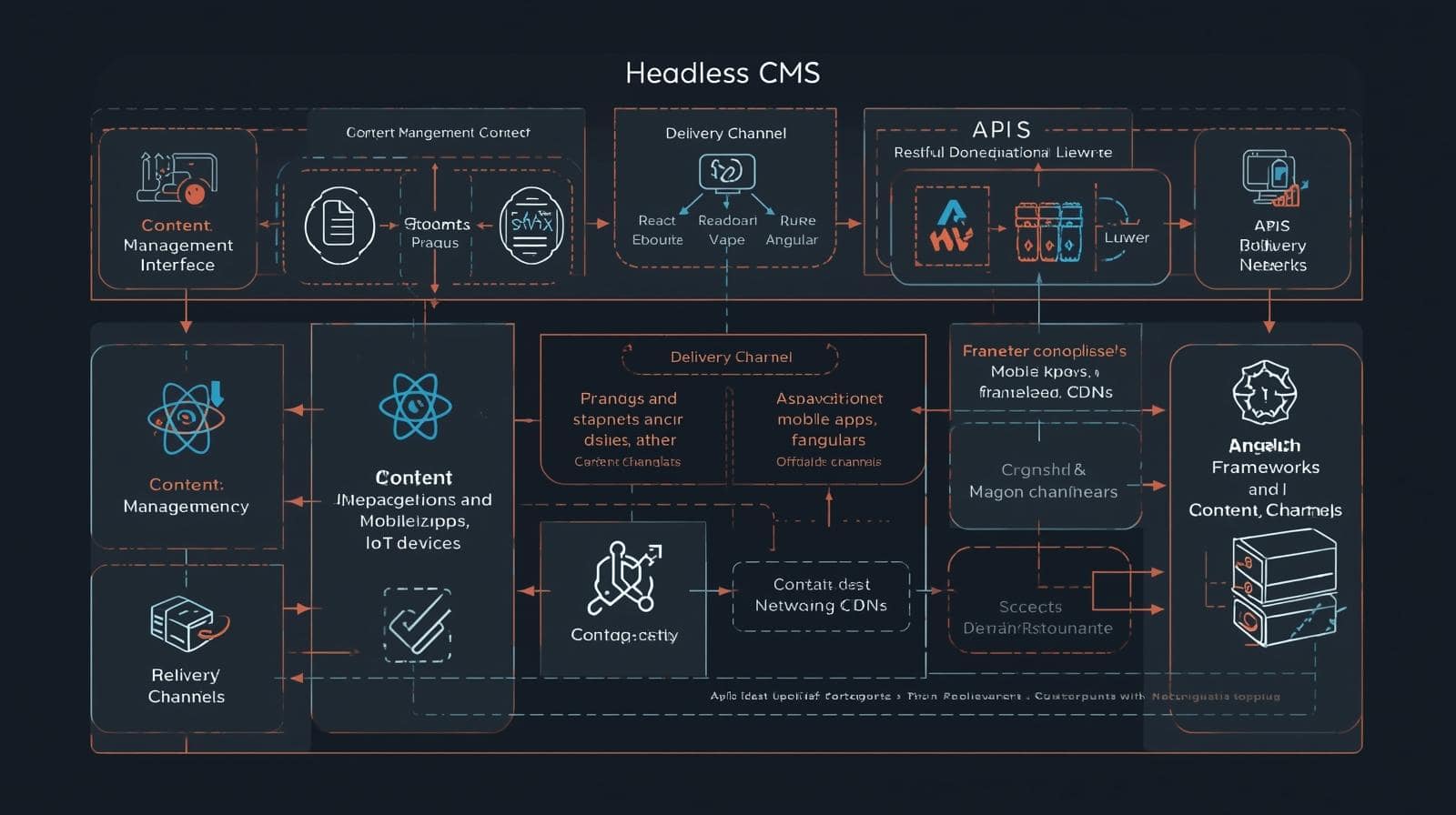 Headless CMS Components Diagram Diagram of key components in headless CMS for beginners SEO