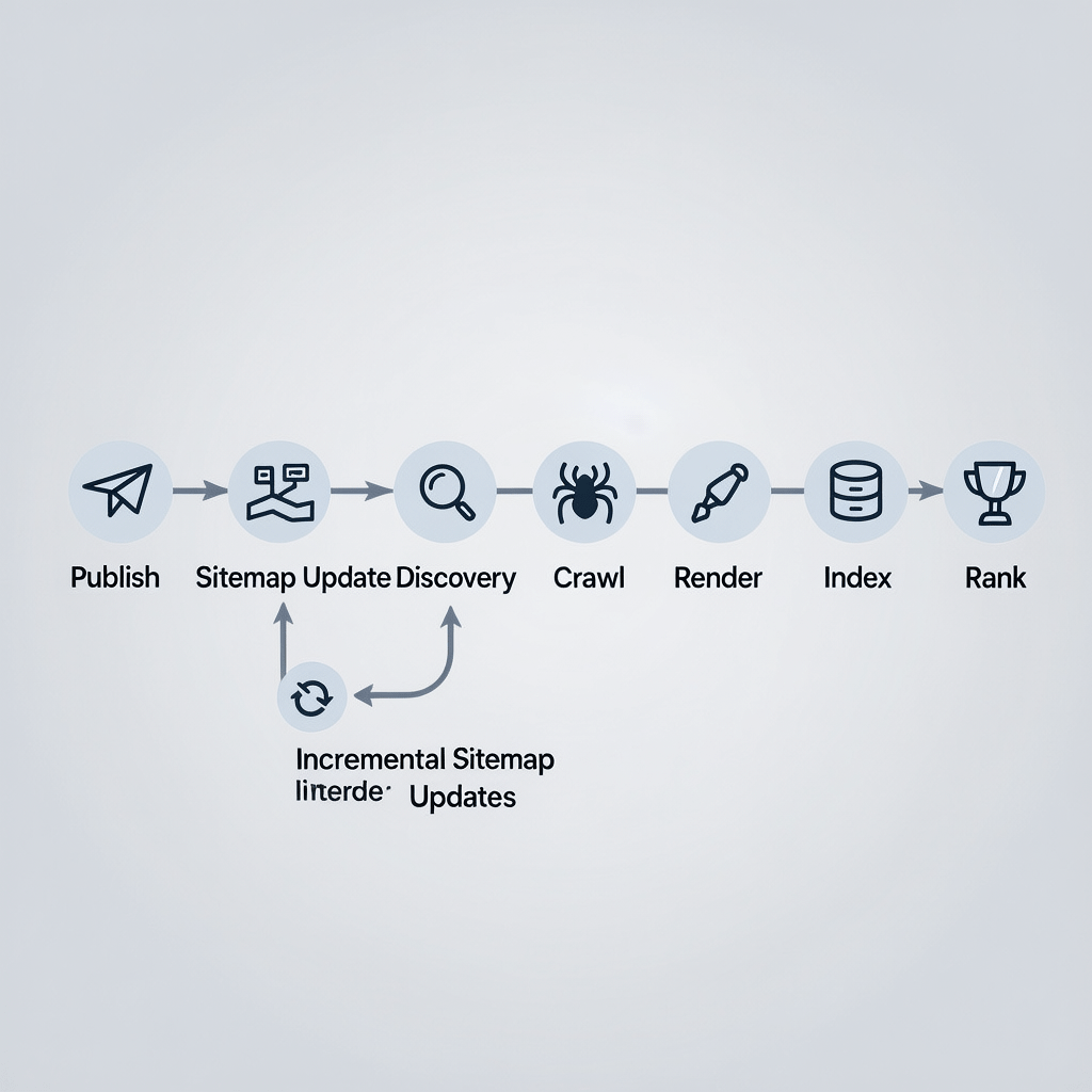 Crawl and Index Flow Optimized by Sitemaps Flowchart of crawl and index cycle optimized by segmented sitemaps