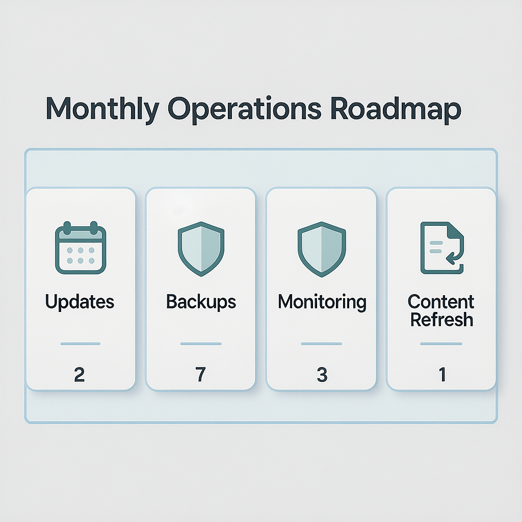 Maintenance and Support Plans Maintenance roadmap paired with small business website design packages for reliability