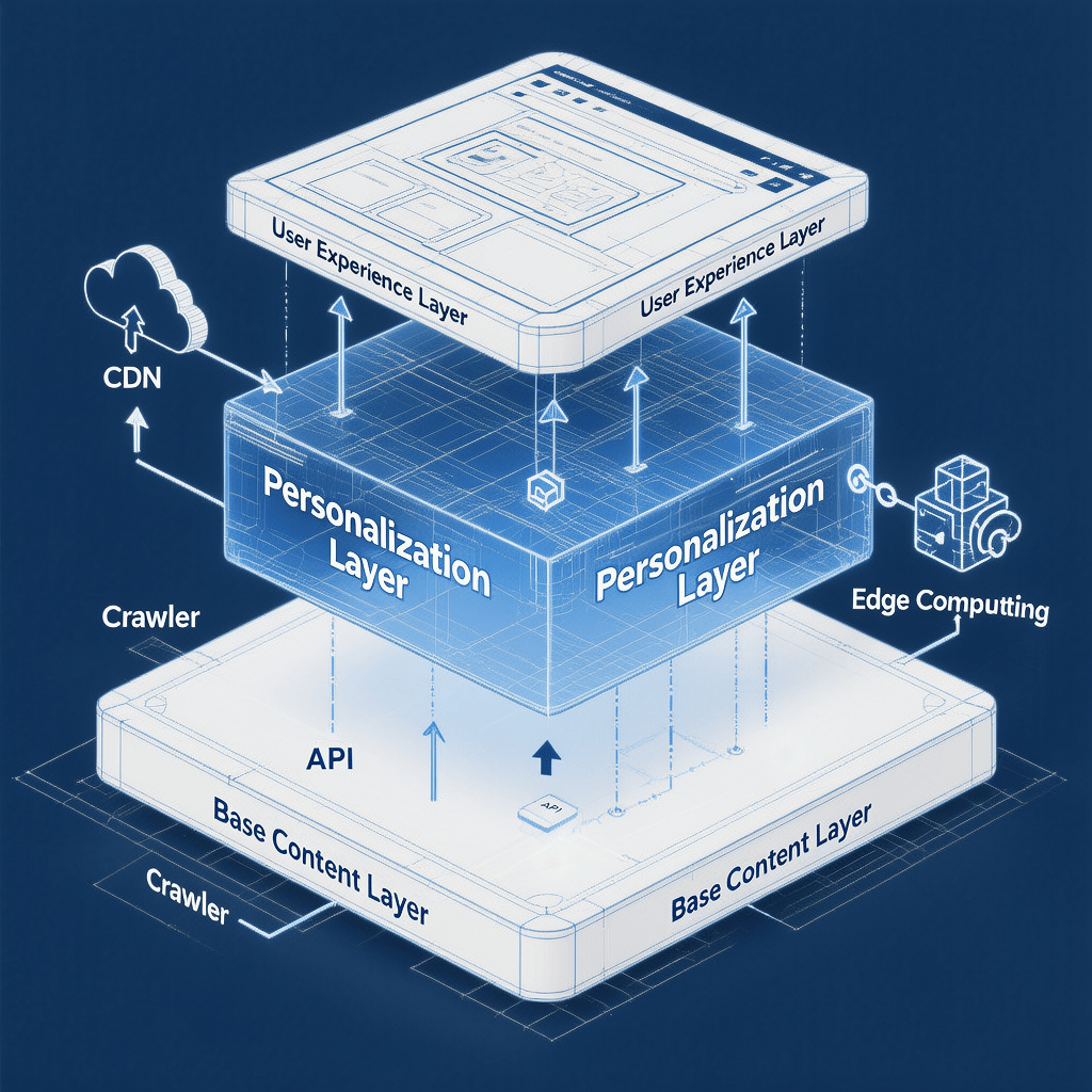 Safe Personalization Architecture Technical architecture diagram for SEO-safe personalization implementation