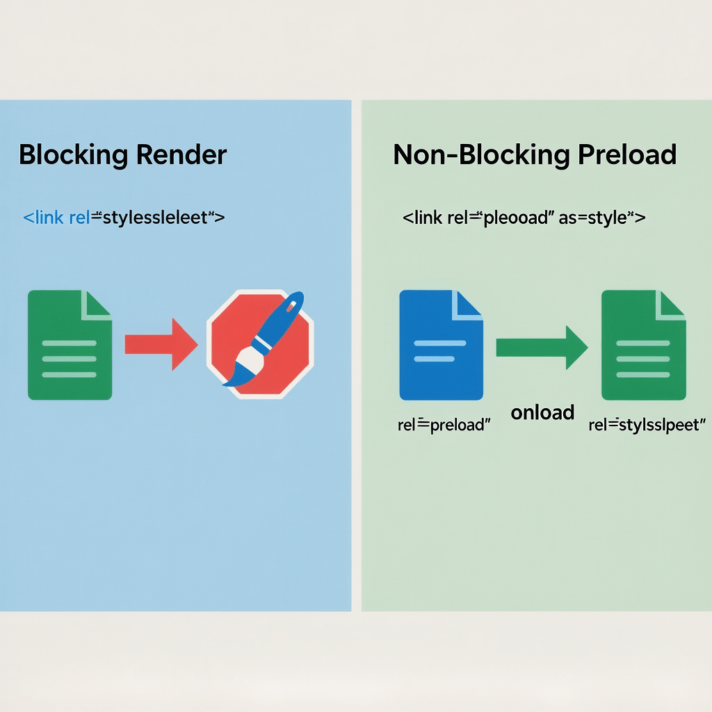 Preload Stylesheets Best Practices Preload stylesheet pattern with onload rel swap for async CSS