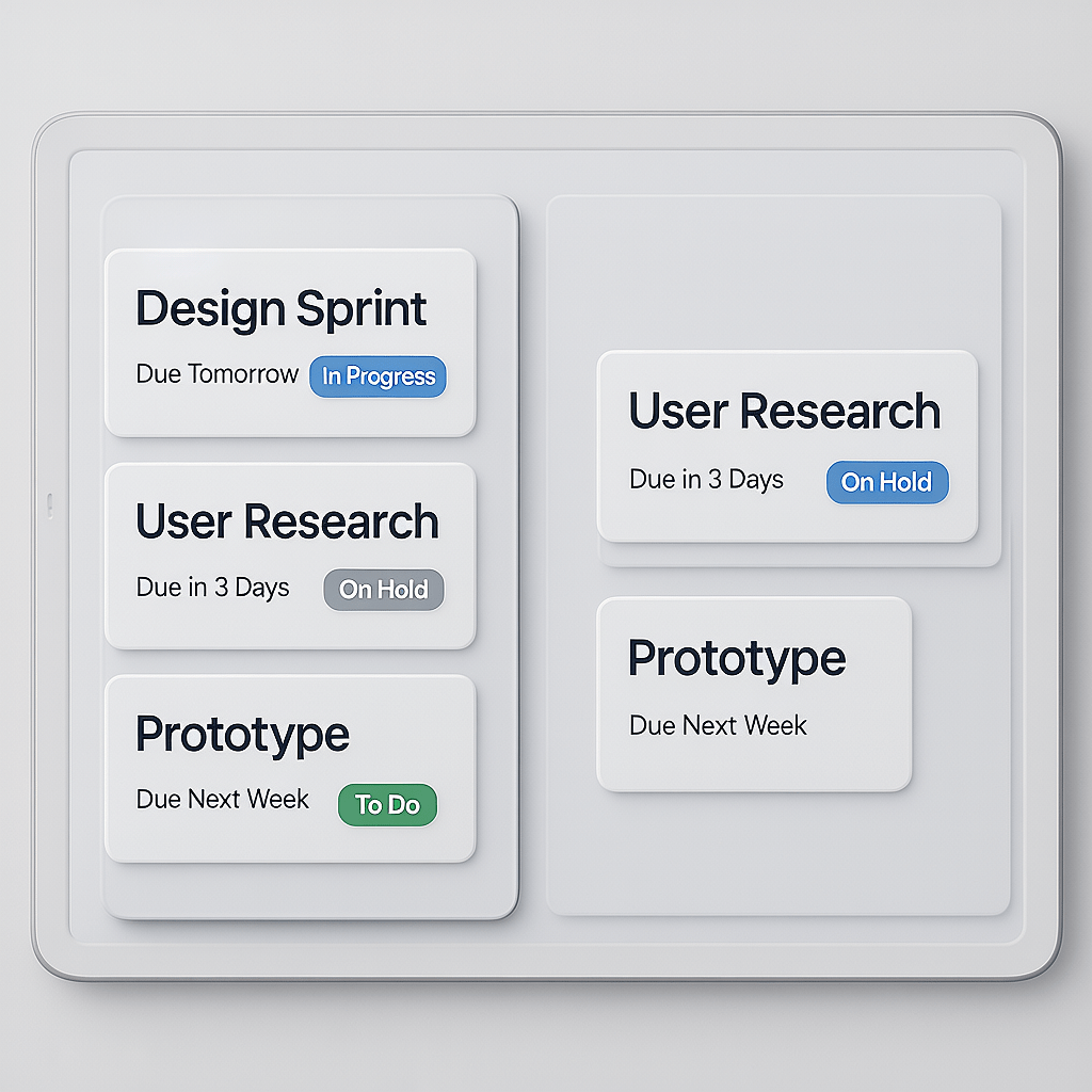 Responsive UI Components Minimal UI components showing responsive cards and buttons