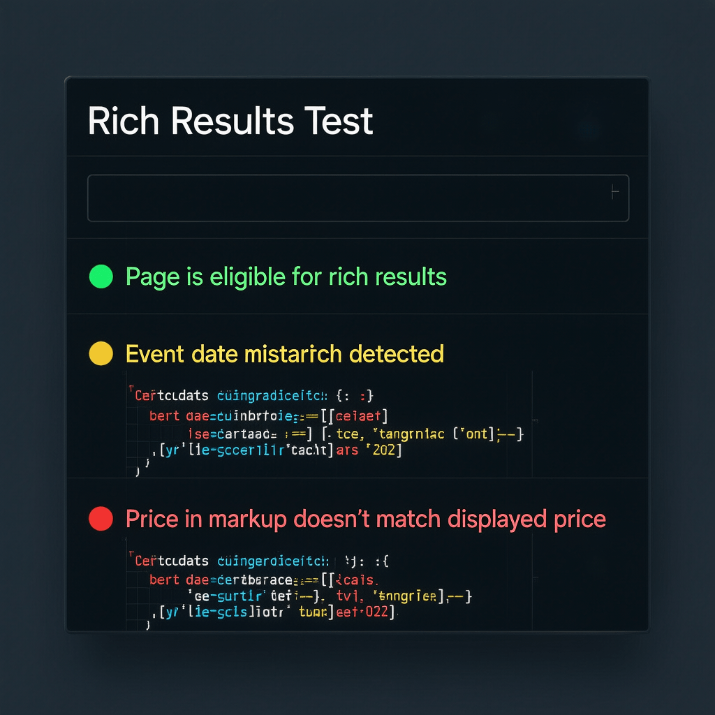 Structured Data Validation Errors Structured data validation showing conflicts with personalized content