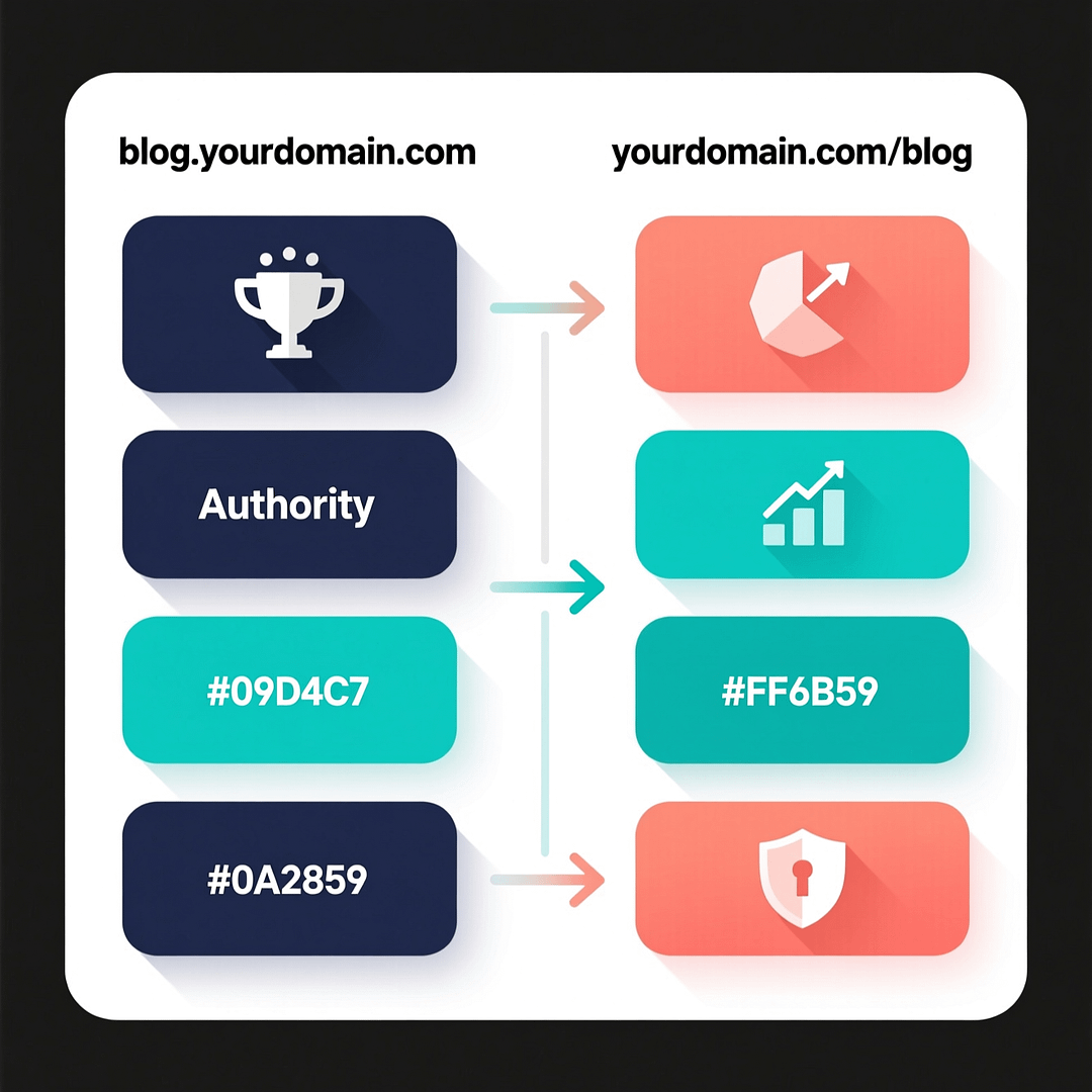 Decision tree comparing subdomain vs subdirectory for blog SEO