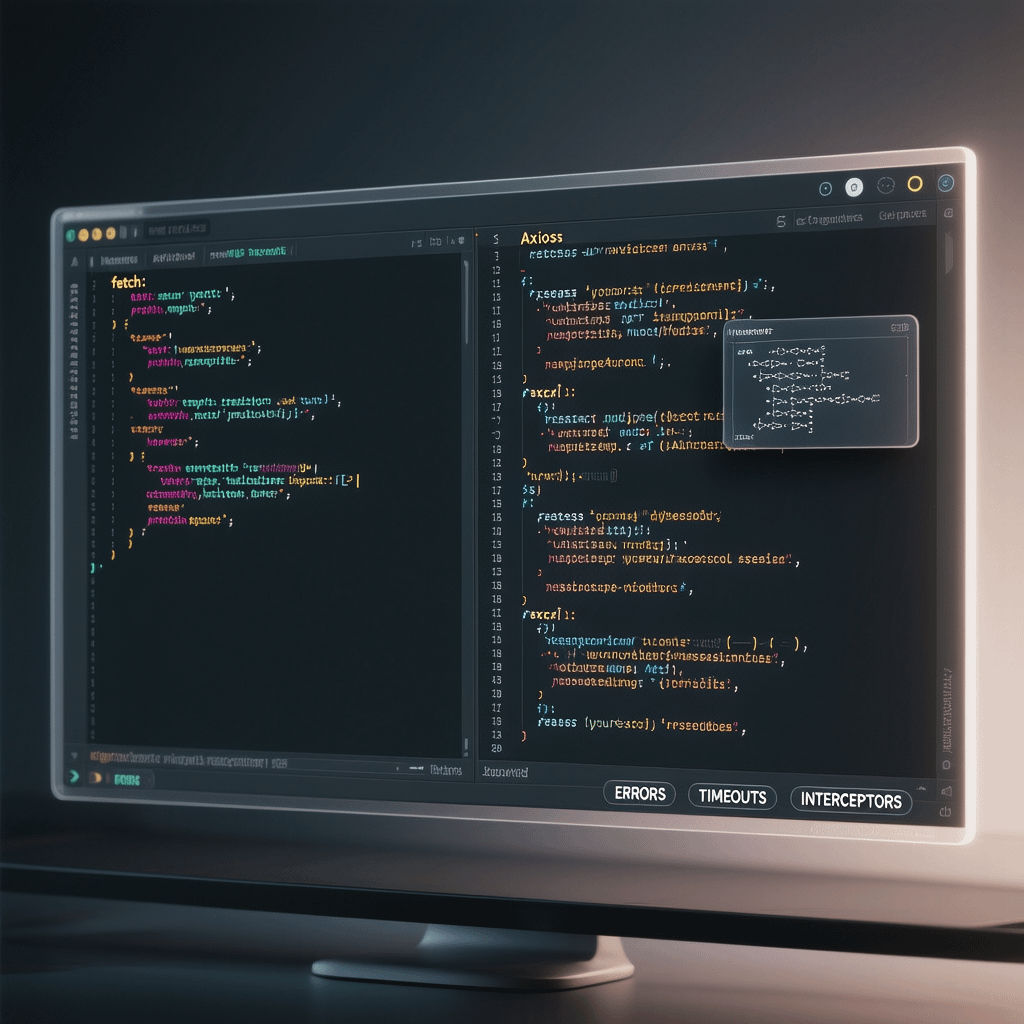 API vs Axios for beginners - feature image API vs Axios for beginners explained with clear code and icons