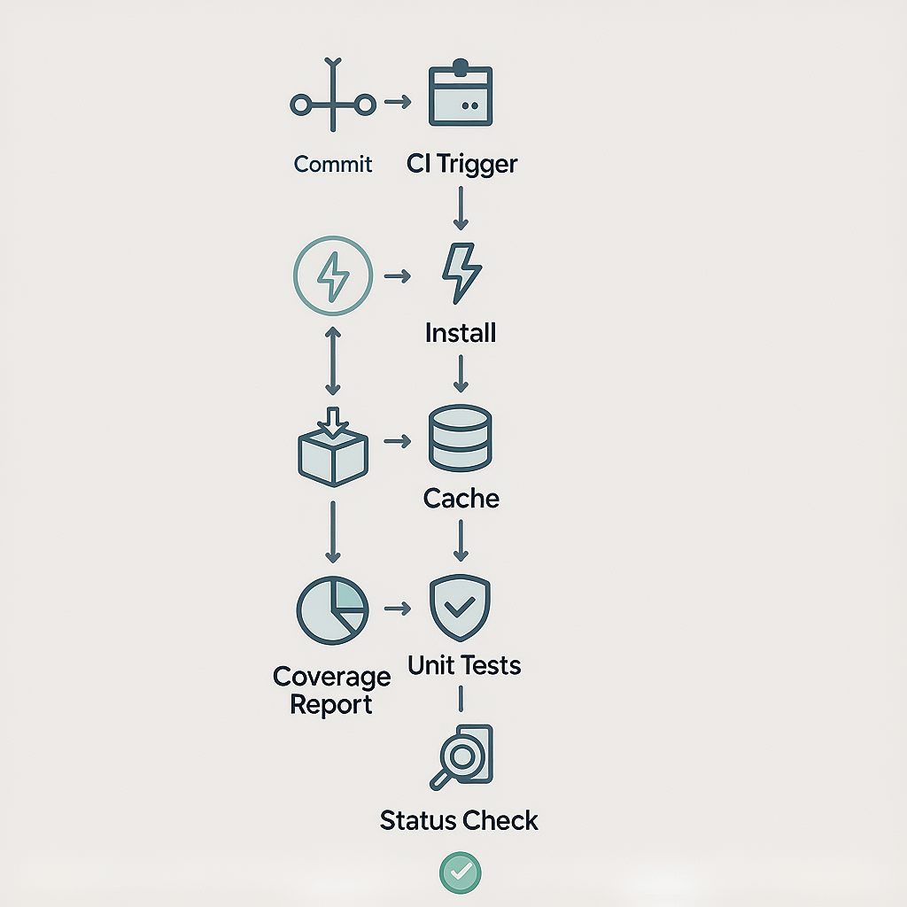 CI pipeline for unit tests CI pipeline flow running unit tests, coverage, and reports for JavaScript apps