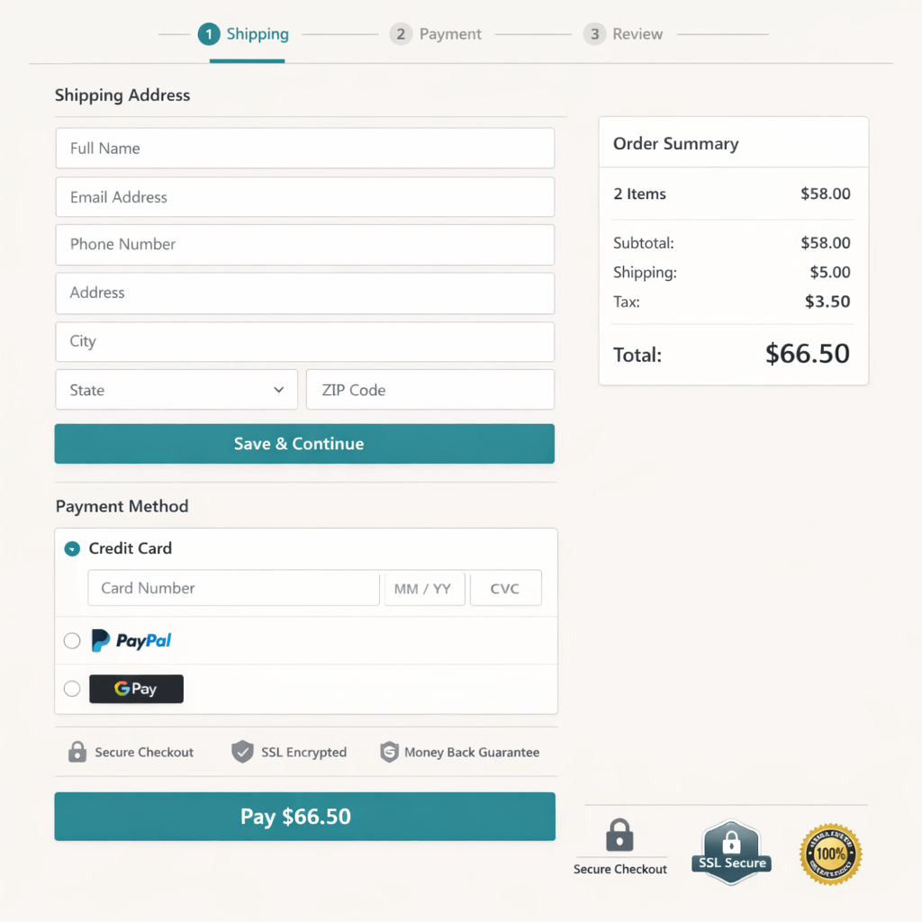 Checkout UX in Best Website Builders Checkout UI examples from the best website builders