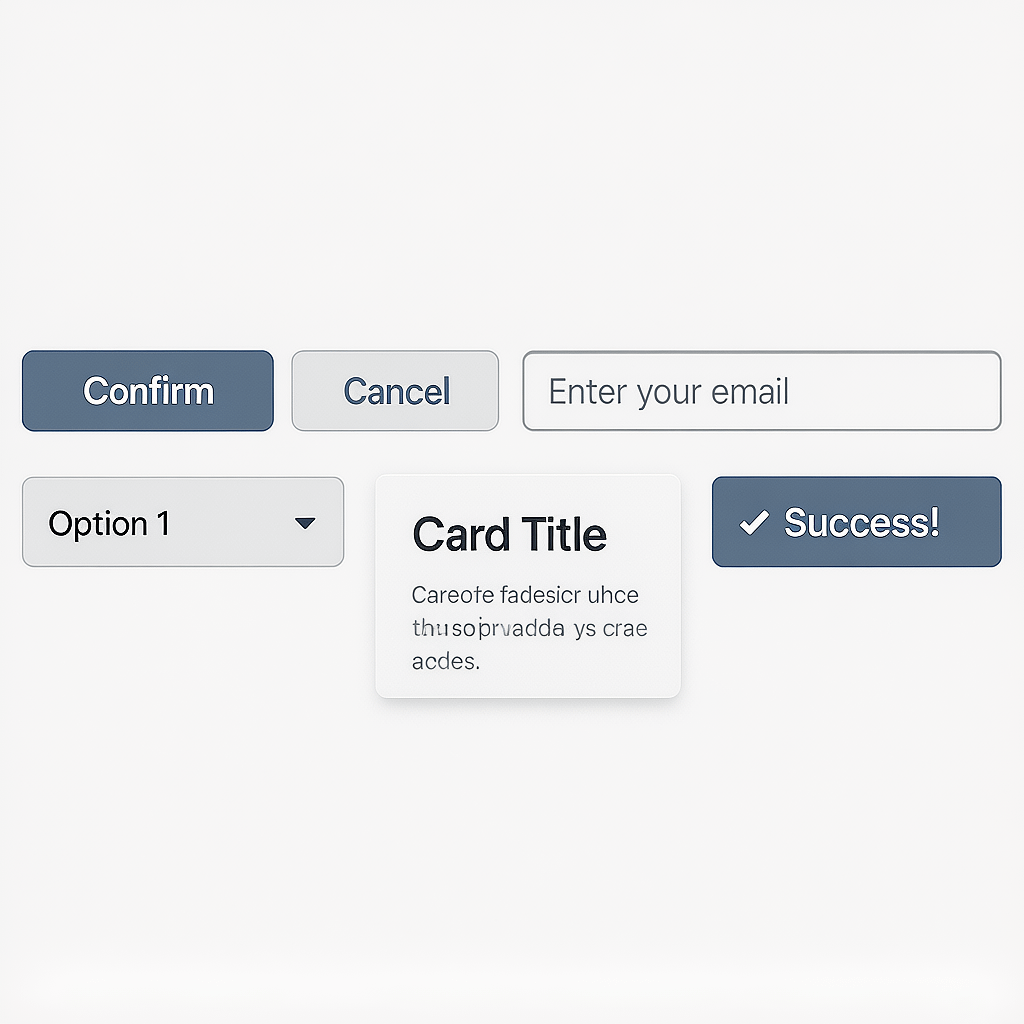 UI Component Library Minimal UI component set used in website design systems