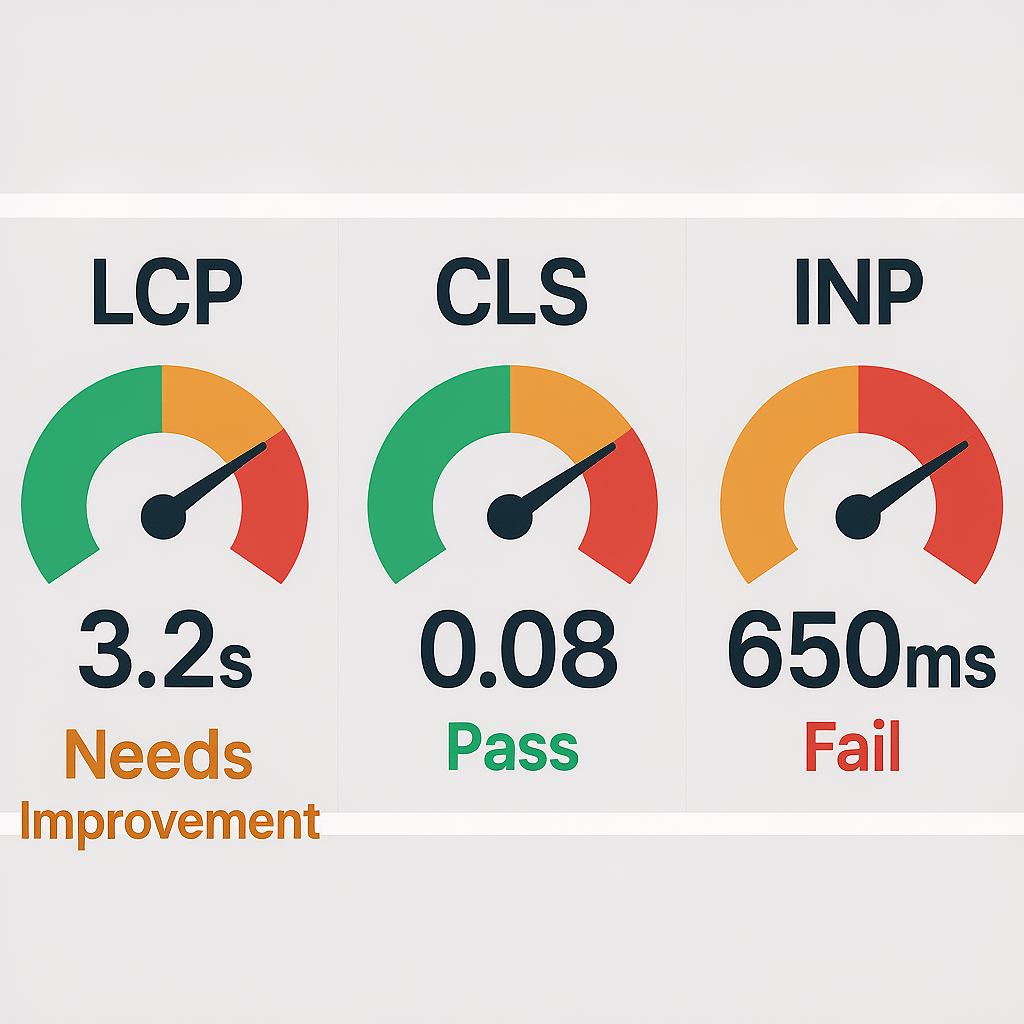 Core Web Vitals Targets Core Web Vitals chart illustrating speed targets for modern website design