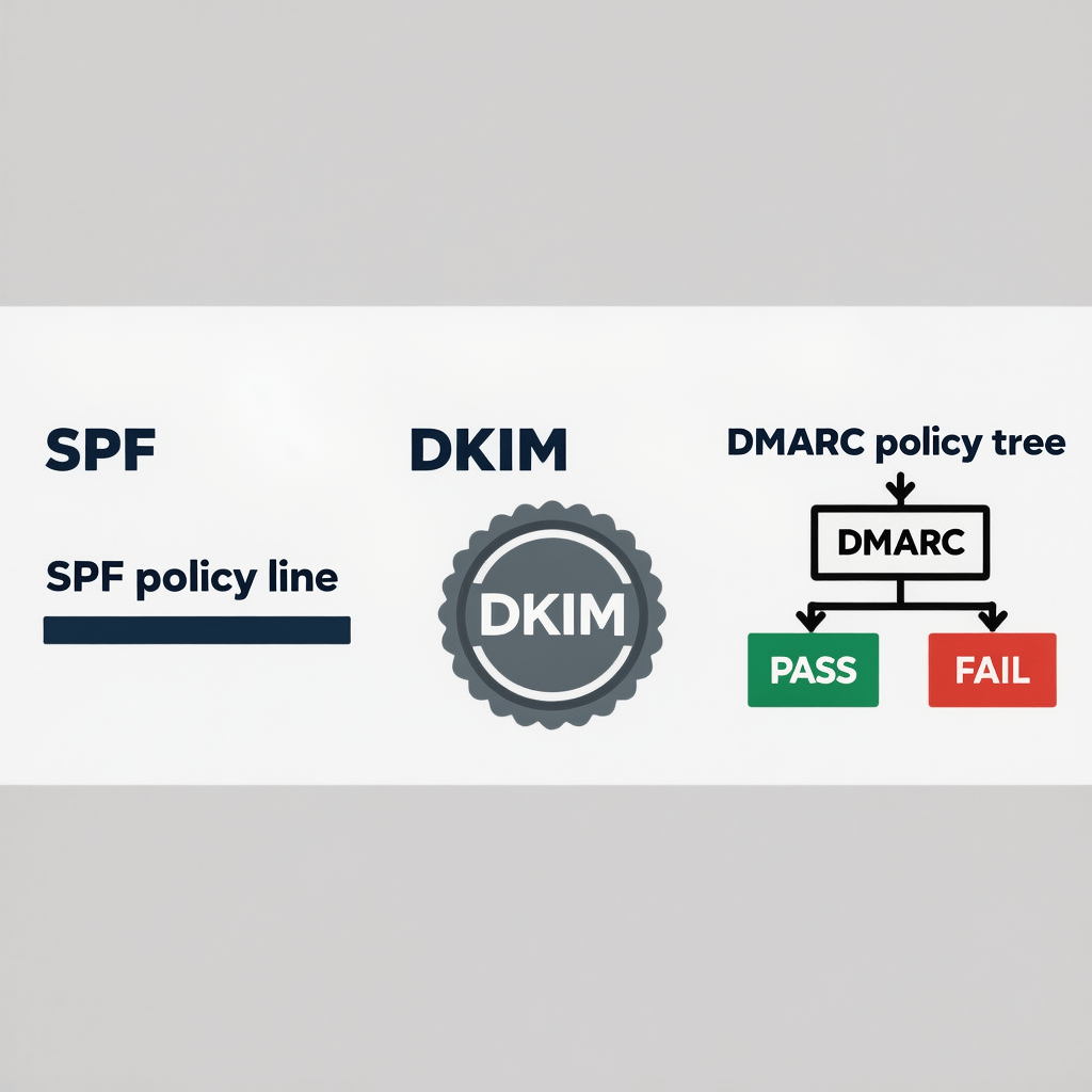 Email authentication for your domain DNS example of SPF DKIM and DMARC protecting a domain name from spoofing