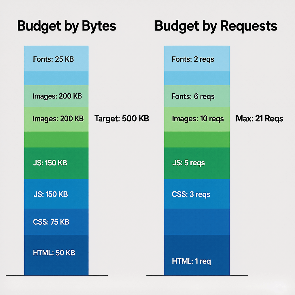 Performance Budget Diagram Simple diagram of a performance budget for an optimize website load time checklist