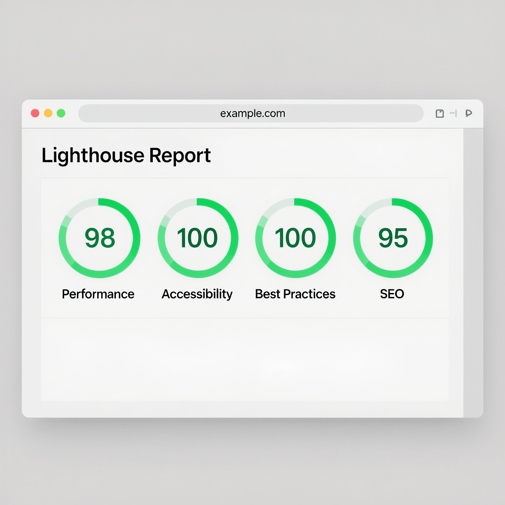 Navbar Performance Audit Lighthouse report showing a fast site after you create a responsive navbar with optimized assets
