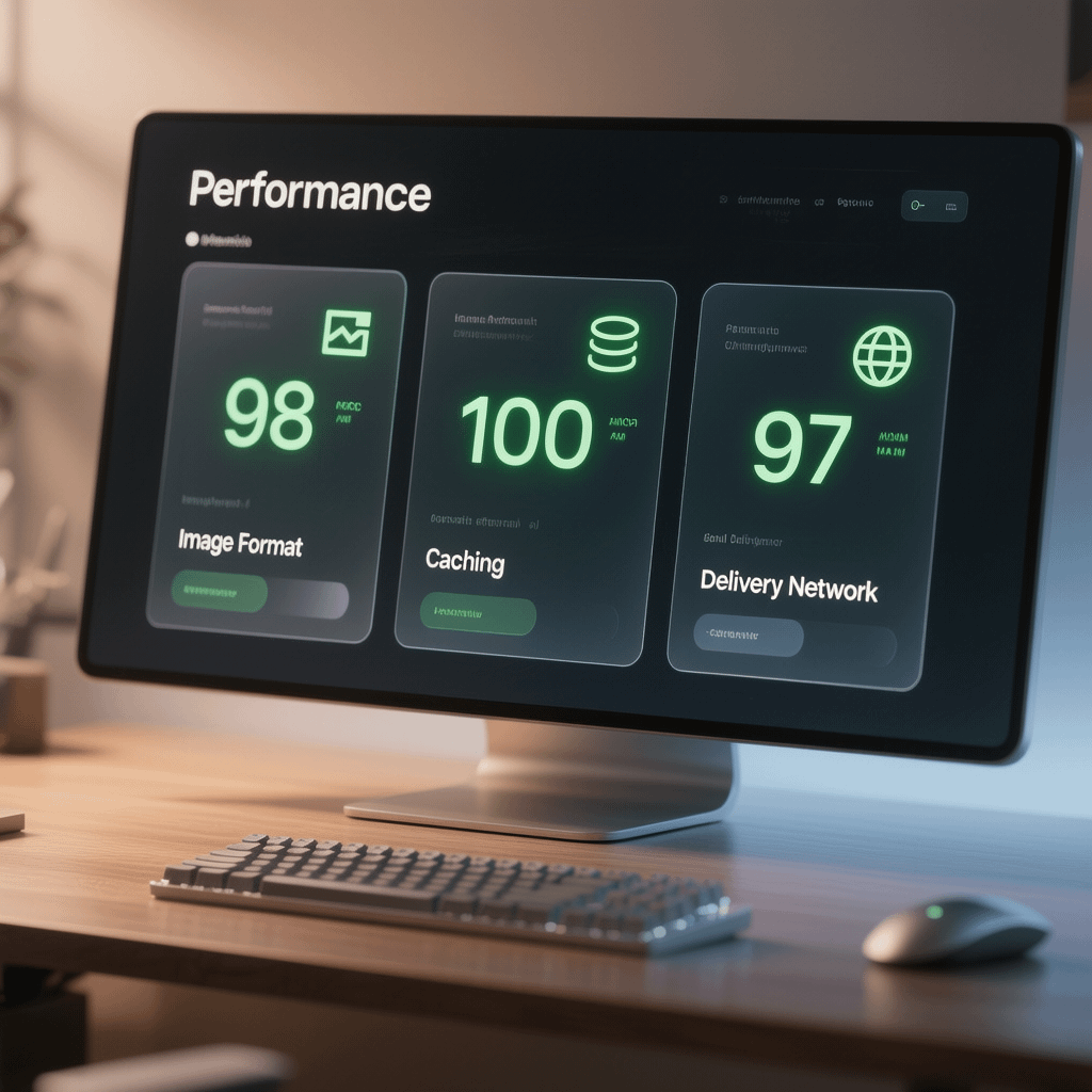 Website Builder Performance Optimization Performance checklist for a website builder with compression, caching, and CDN