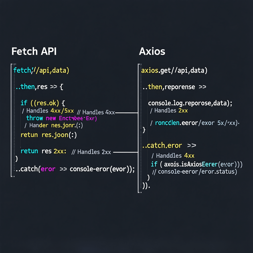 Axios and Fetch error handling patterns Error handling patterns for API vs Axios for beginners with code