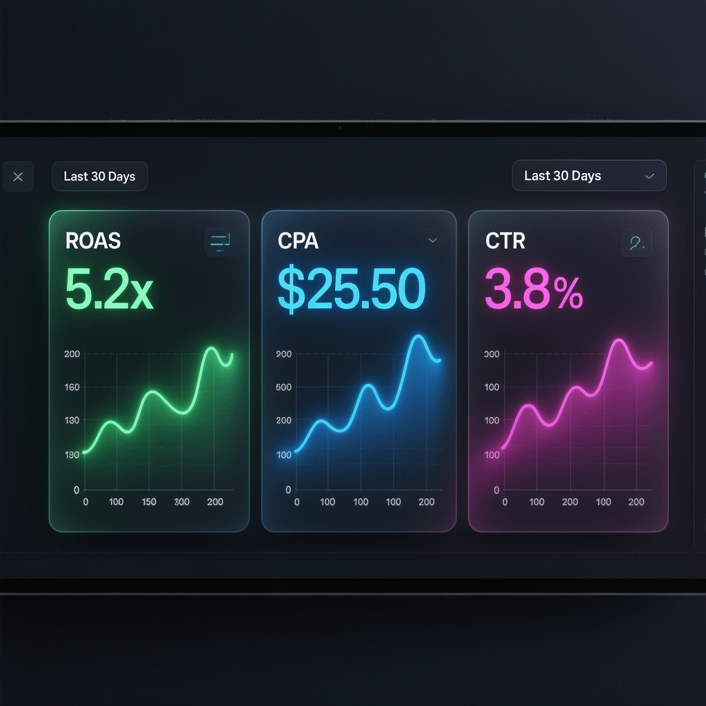 Paid Ads Dashboard ROAS Ad dashboard showing ROAS improvements that promote business growth