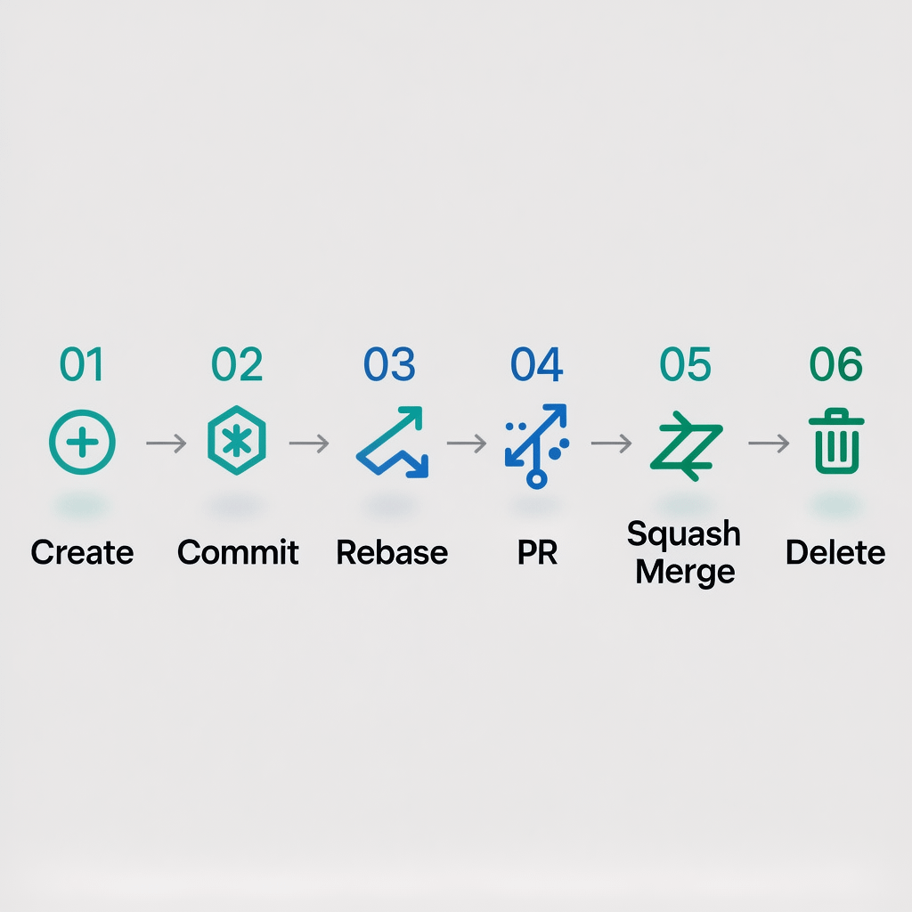 Feature branch lifecycle Feature branch lifecycle in a Git workflow for solo developers