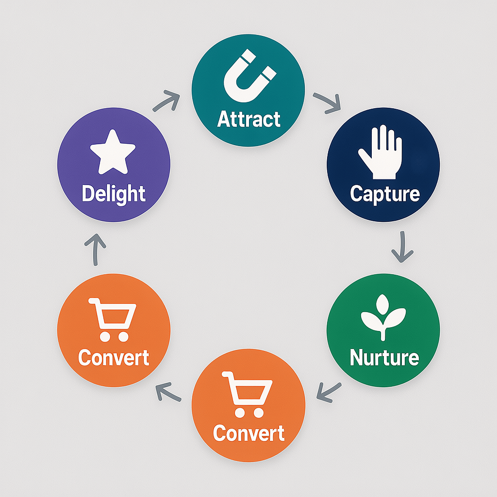 Email Growth Flywheel Email newsletter growth flywheel that turns visitors into subscribers and customers