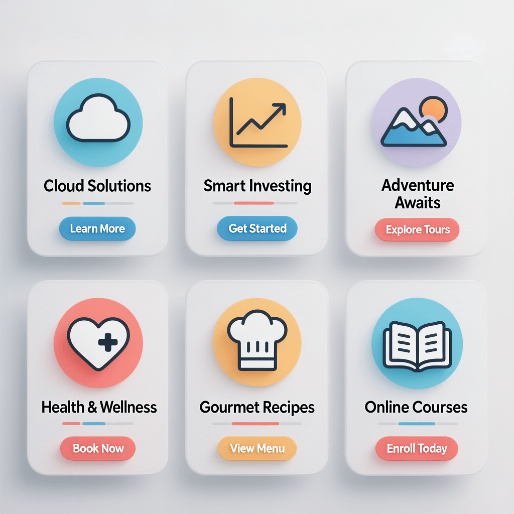 Portfolio ready landing page templates Grid of portfolio ready templates for landing page design across SaaS, ecommerce, and services