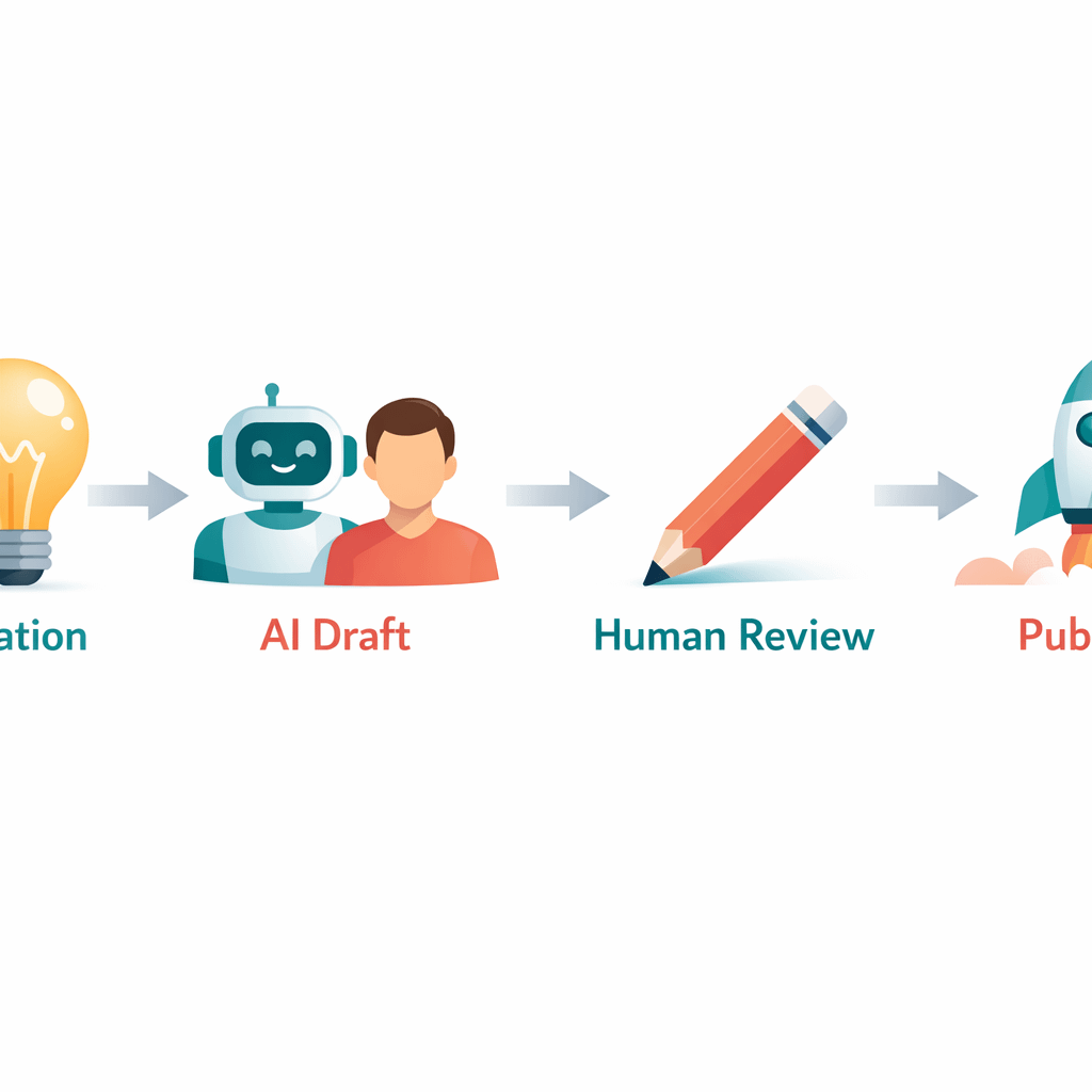 AI Content Creation Workflow for Small Business AI content creation workflow showing brainstorming to publishing process for affordable AI-integrated marketing