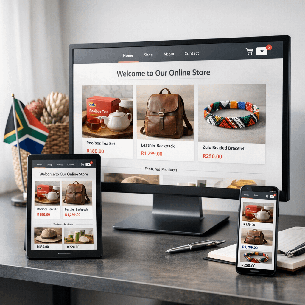 Ecommerce website design South Africa showcasing modern online store on multiple devices