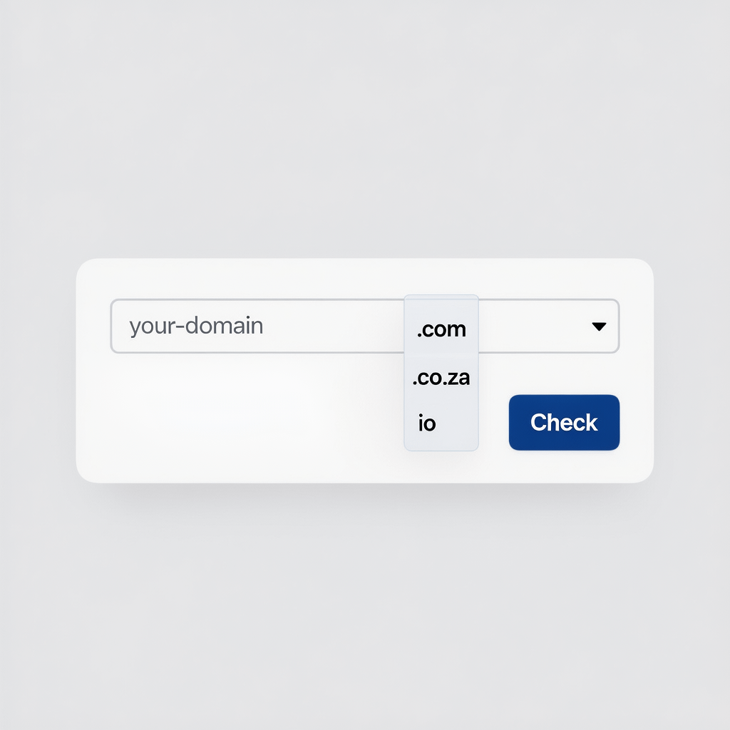 Domain search UI mockup Domain name search UI mockup demonstrating fast availability checks