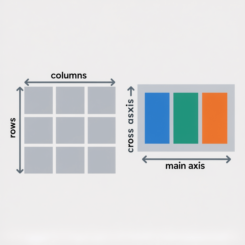 CSS Grid vs Flexbox Comparison illustration showing when to use CSS Grid versus Flexbox