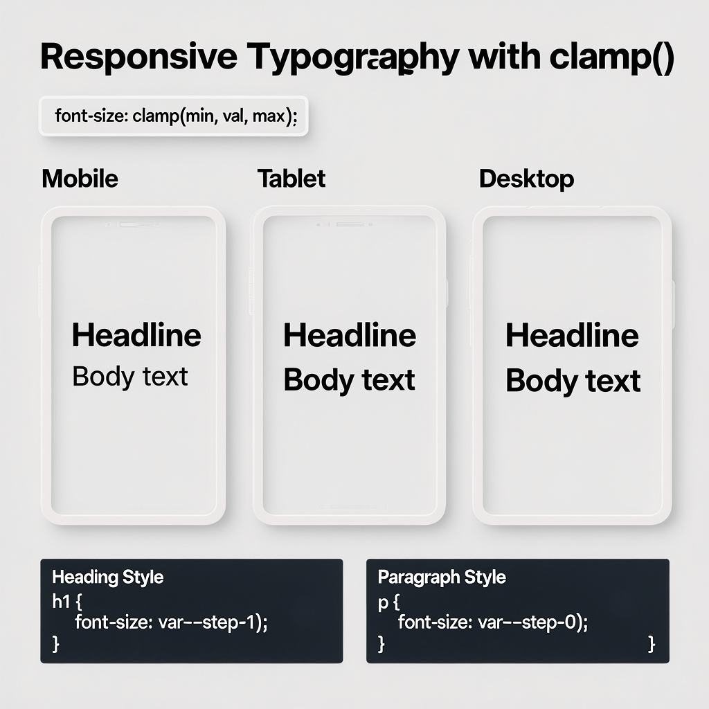 Responsive Typography with CSS Variables Responsive typography using clamp and CSS custom properties across breakpoints