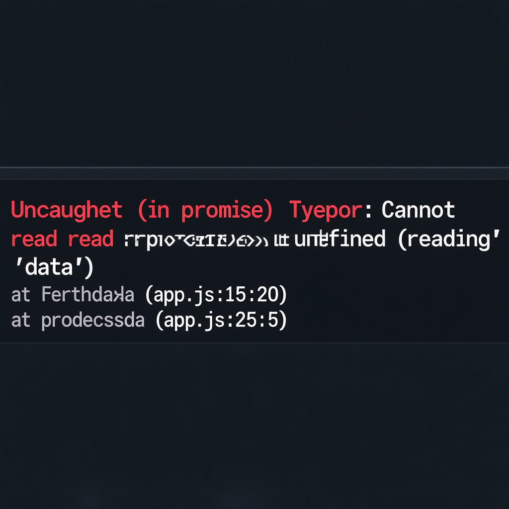 Unhandled Promise Rejection Logs Console screenshot showing unhandled promise rejection log for common async/await errors