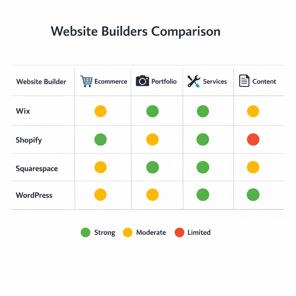 Best Website Builders Use Case Matrix Matrix of best website builders by use case