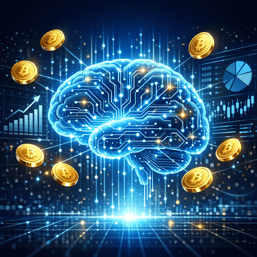 Leveraging Technology for Wealth A glowing brain interconnected with gold coins symbolizing wealth in the AI era and the middle class trap