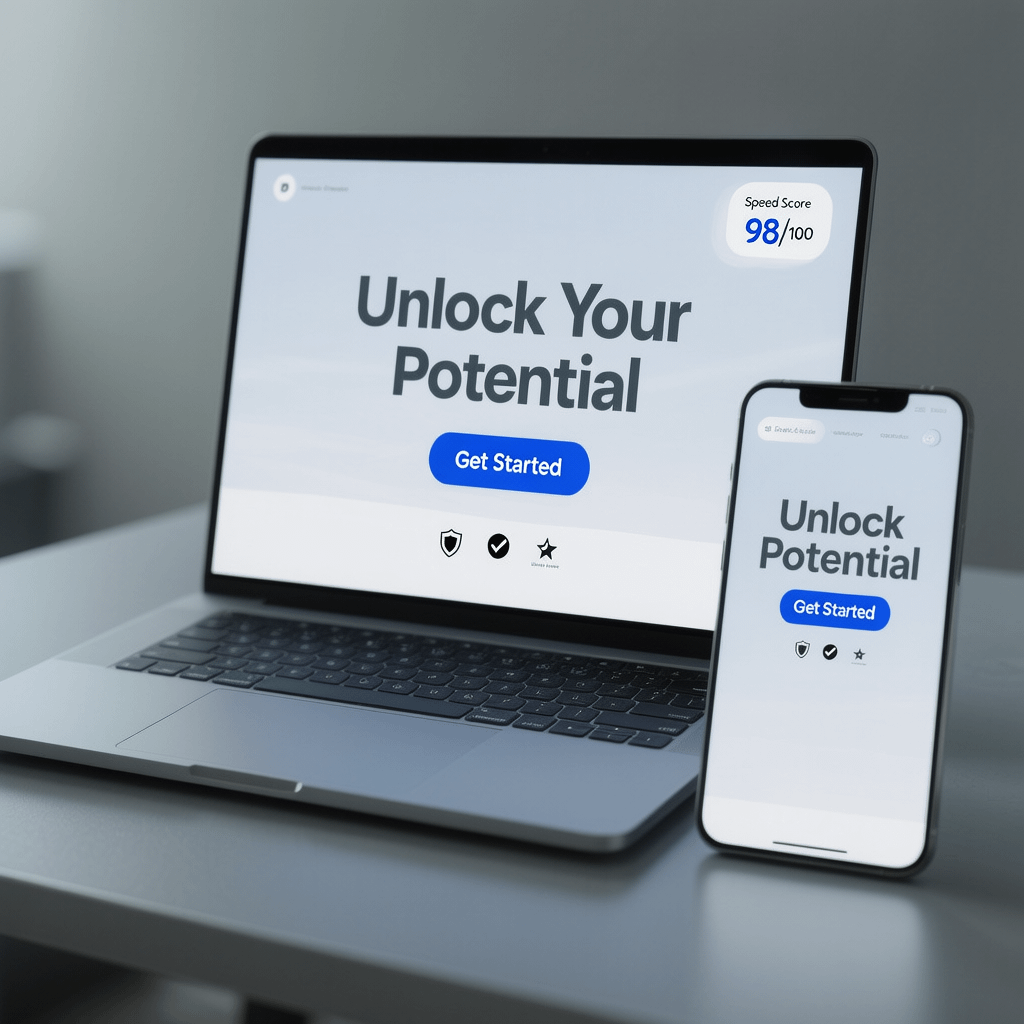 Modern website design feature image showing responsive layouts on laptop and mobile