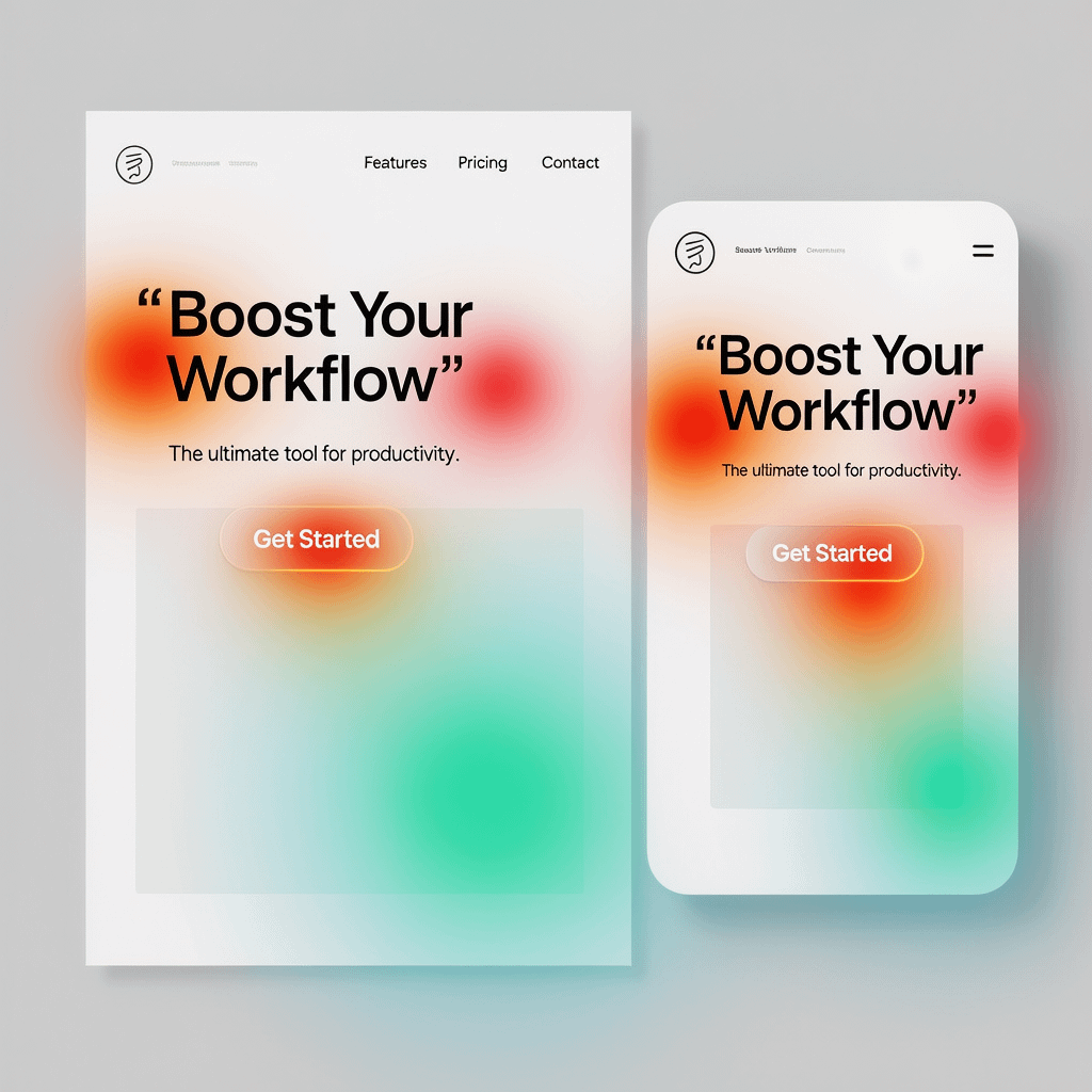 Above the fold attention zones Heatmap illustrating above the fold attention zones for landing page design