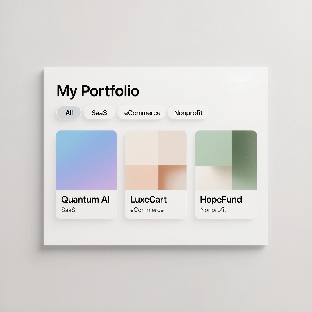 Portfolio Grid Examples Clean portfolio grid layout showcasing recent website design projects