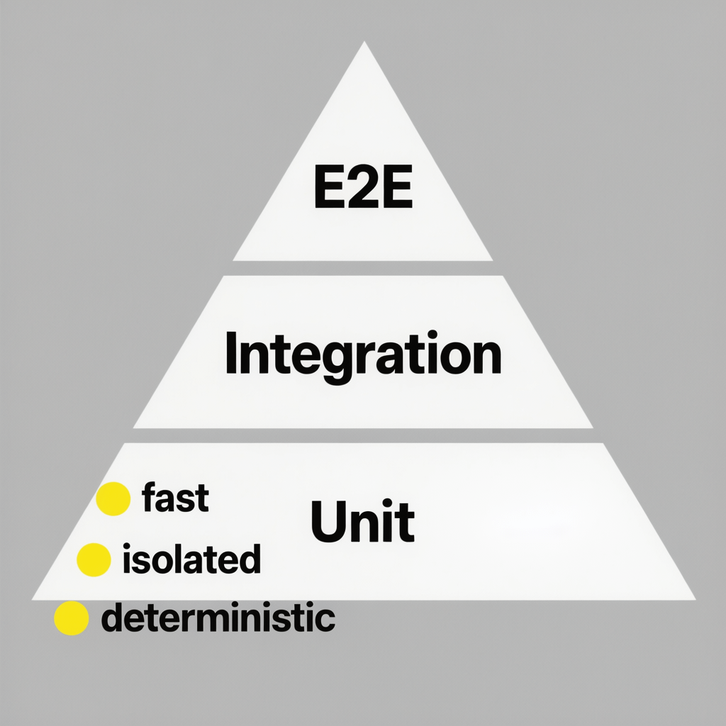 Testing pyramid for JavaScript Testing pyramid focusing on unit testing for JavaScript apps