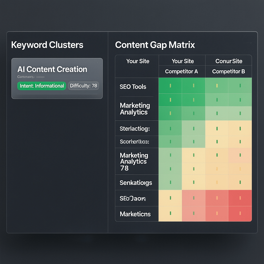 Content Gap Analysis Content gap analysis view from a comprehensive seo audit